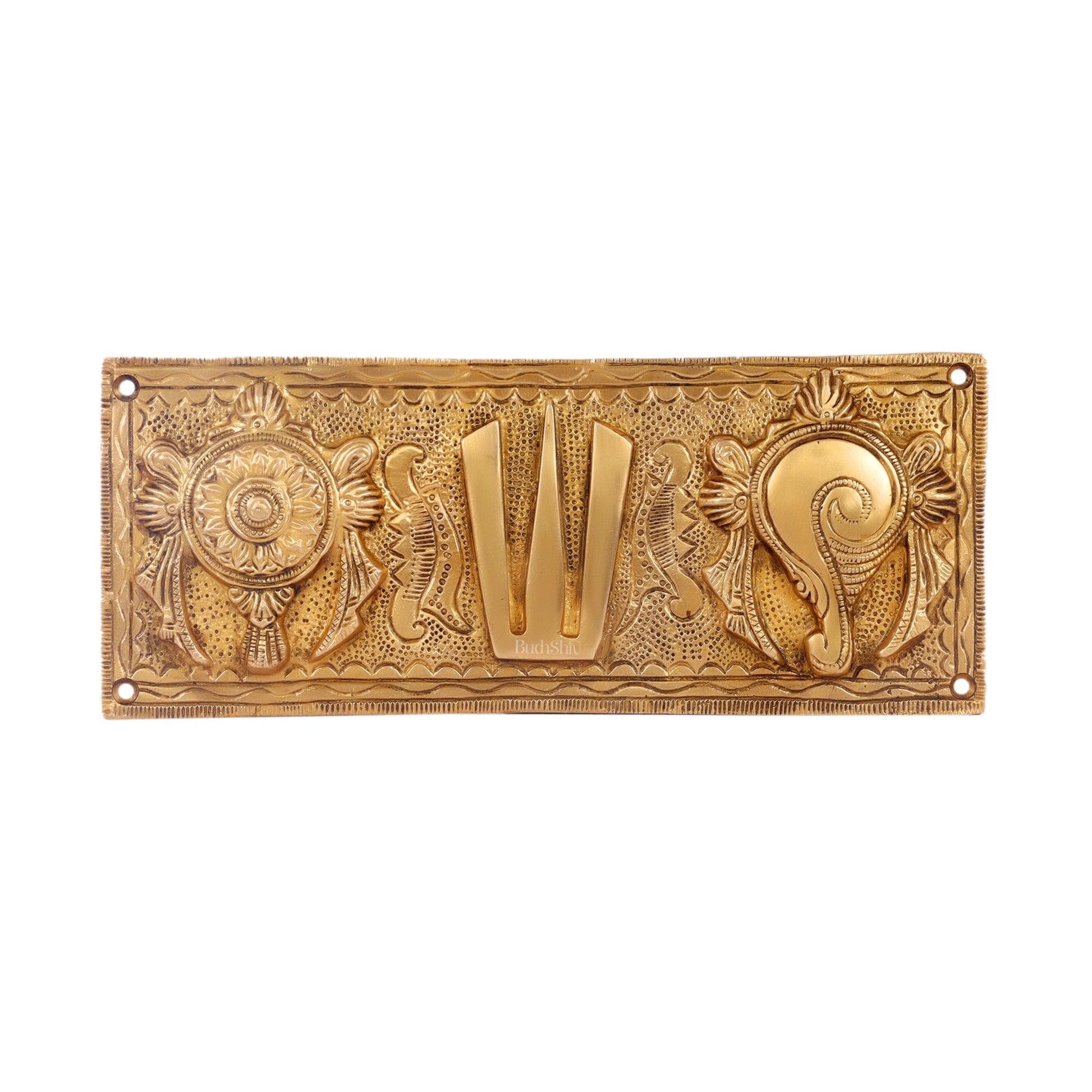 Brass Shank Chakra Namah Wall hanging Gold 10 inch