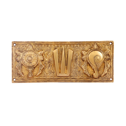 Brass Shank Chakra Namah Wall hanging Gold 10 inch