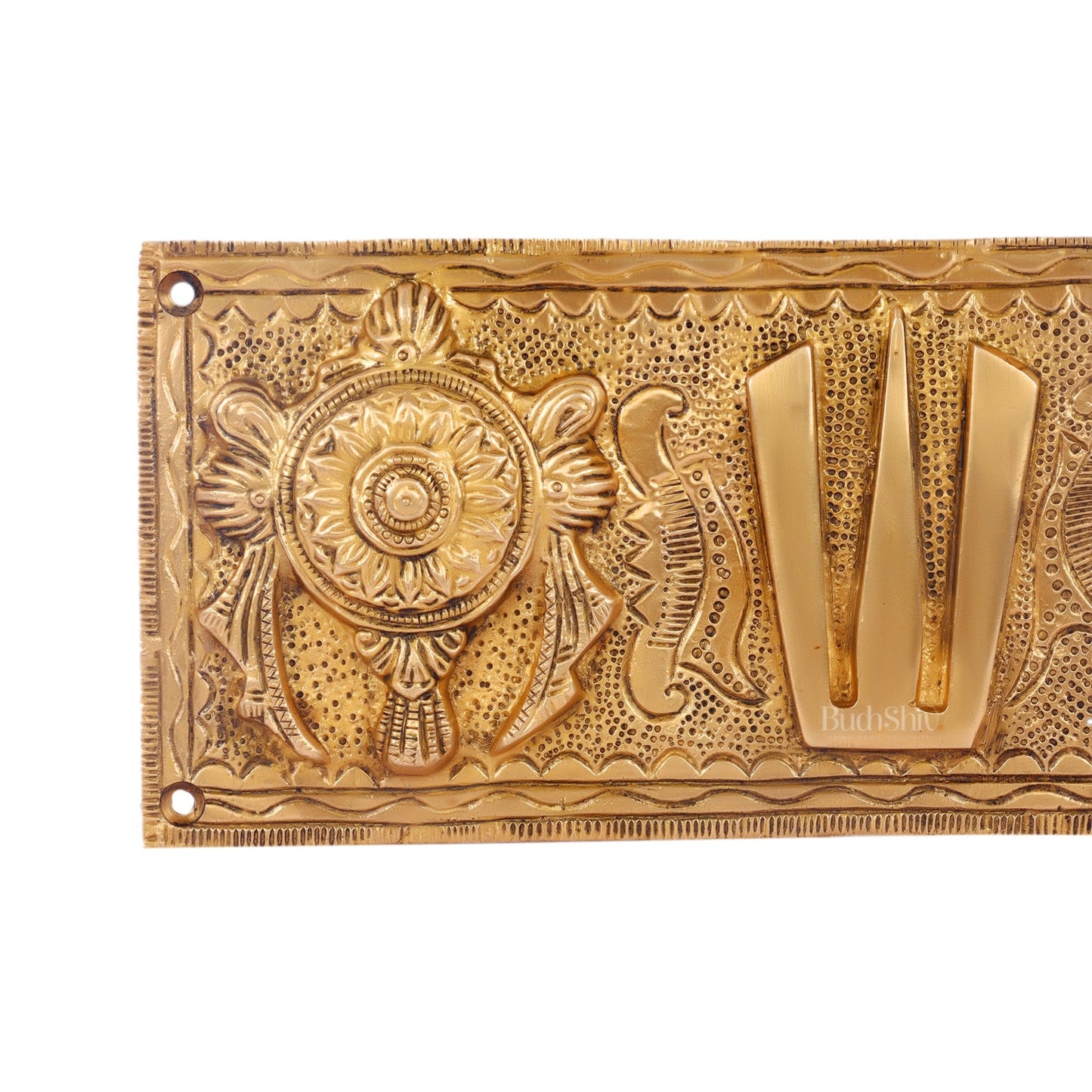 Brass Shank Chakra Namah Wall hanging Gold 10 inch