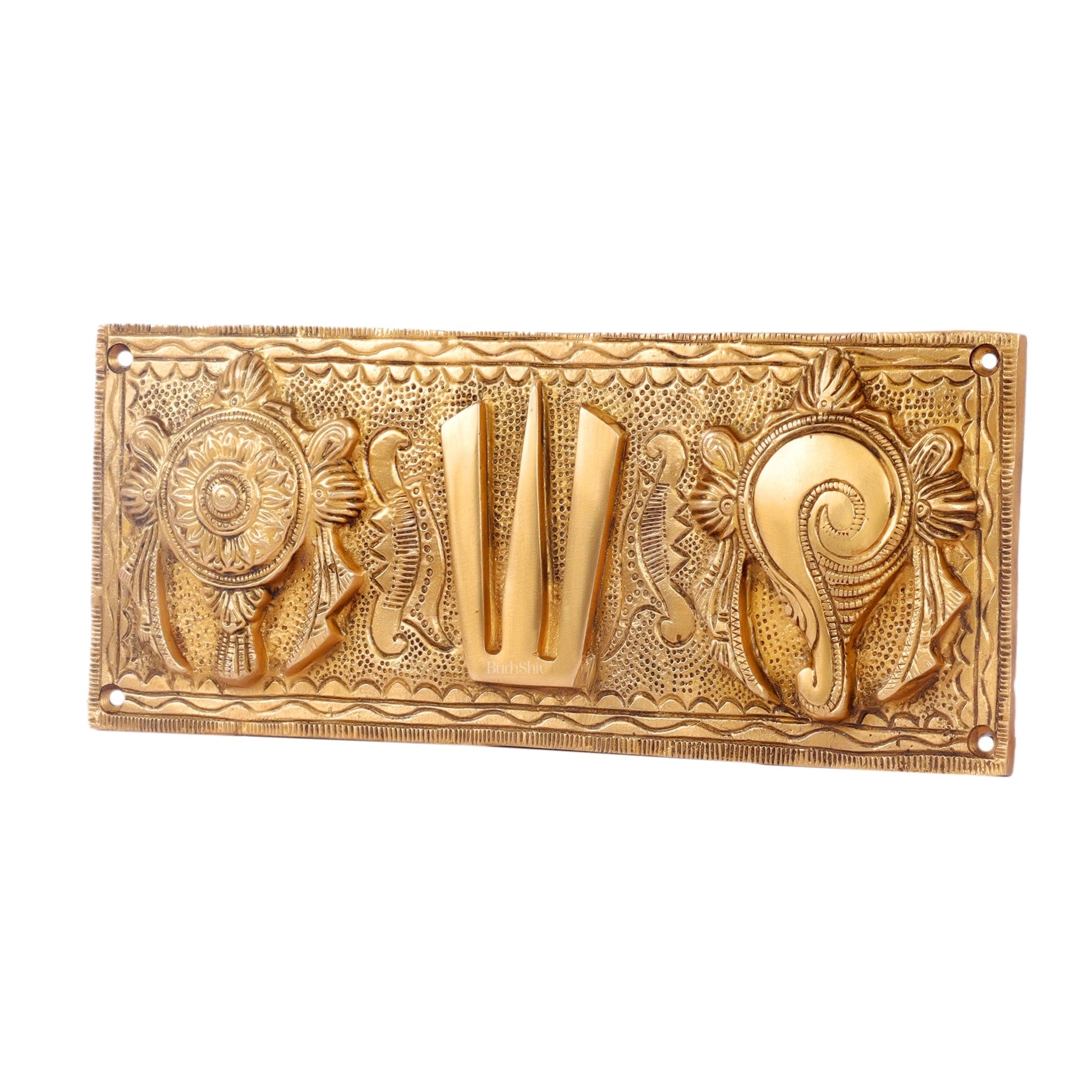 Brass Shank Chakra Namah Wall hanging Gold 10 inch