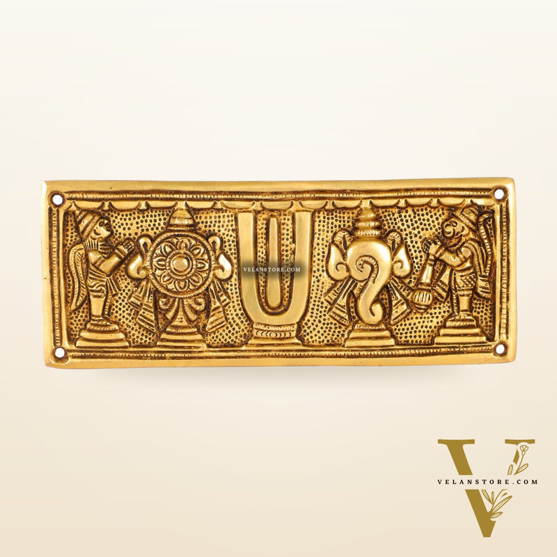 Brass Shank Chakra Namah Wall hanging with Hanuman and Garuda gold