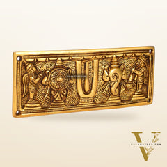 Brass Shank Chakra Namah Wall hanging with Hanuman and Garuda gold