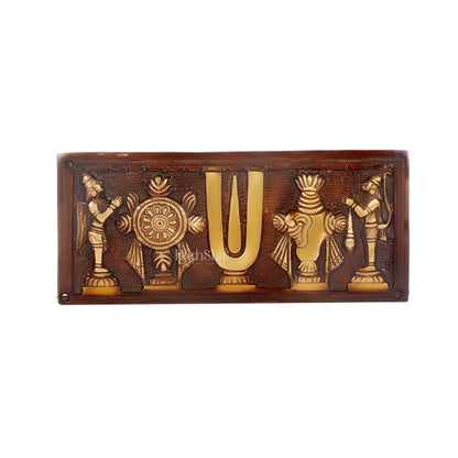 Brass Shank Chakra Namah Wall hanging with Hanuman and Garuda 10"