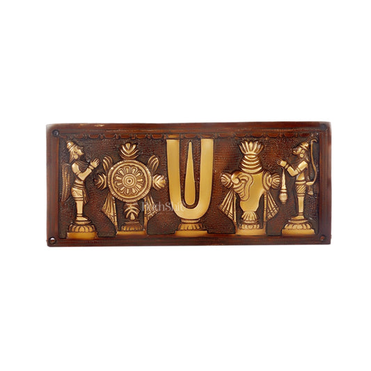 Brass Shank Chakra Namah Wall hanging with Hanuman and Garuda 10"