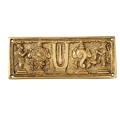 Brass Shank Chakra Namah Wall hanging with Hanuman and Garuda gold