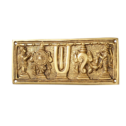 Brass Shank Chakra Namah Wall hanging with Hanuman and Garuda gold