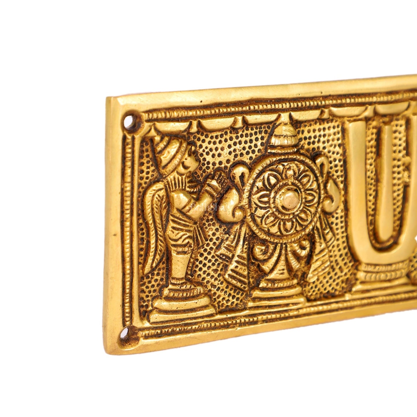 Brass Shank Chakra Namah Wall hanging with Hanuman and Garuda gold