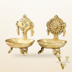 Brass Shankh and Chakra oil lamps 5 inch