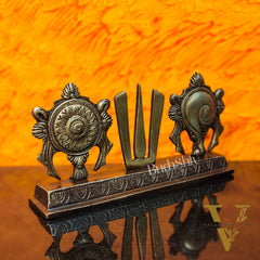 Brass Shankh Chakra Namah for table