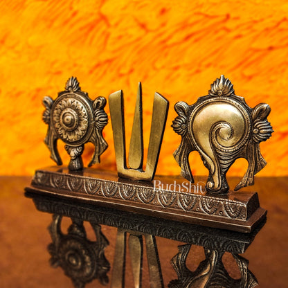 Brass Shankh Chakra Namah for table