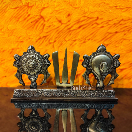 Brass Shankh Chakra Namah for table
