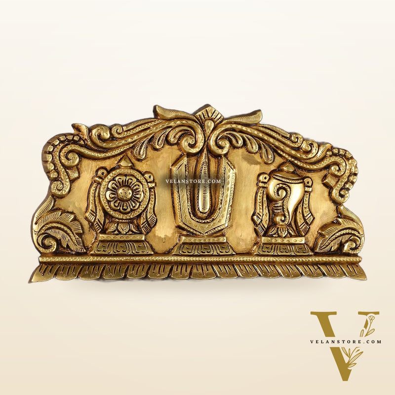 Brass Shankh Chakra Namah wall hanging