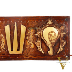 Brass Shankh Chakra & Namah Wall Plates | Lord Tirupati Balaji Symbol | 10x4 inch
