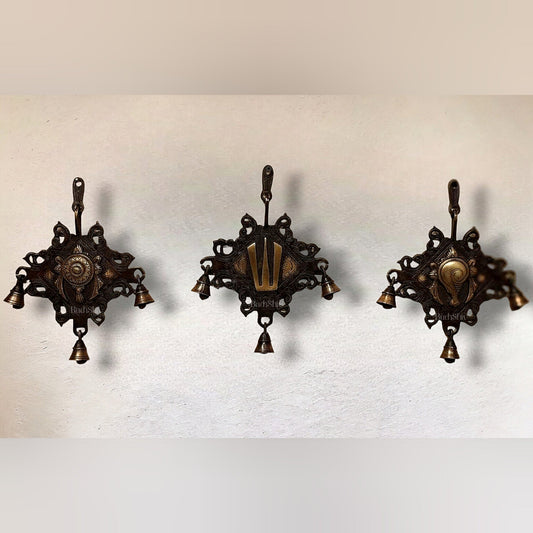 Brass Shankh Chakra Namaha wall hanging 10 "