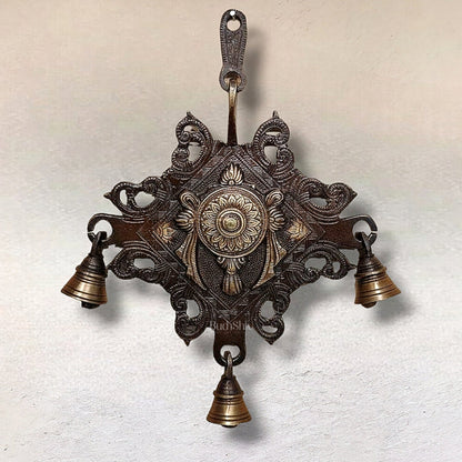 Brass Shankh Chakra Namaha wall hanging 10 "