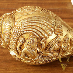 Brass Shankh Vishnu Lakshmi conch 7.5"
