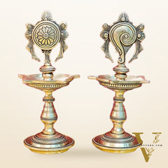 Brass Shanku Chakra Diyas 9"