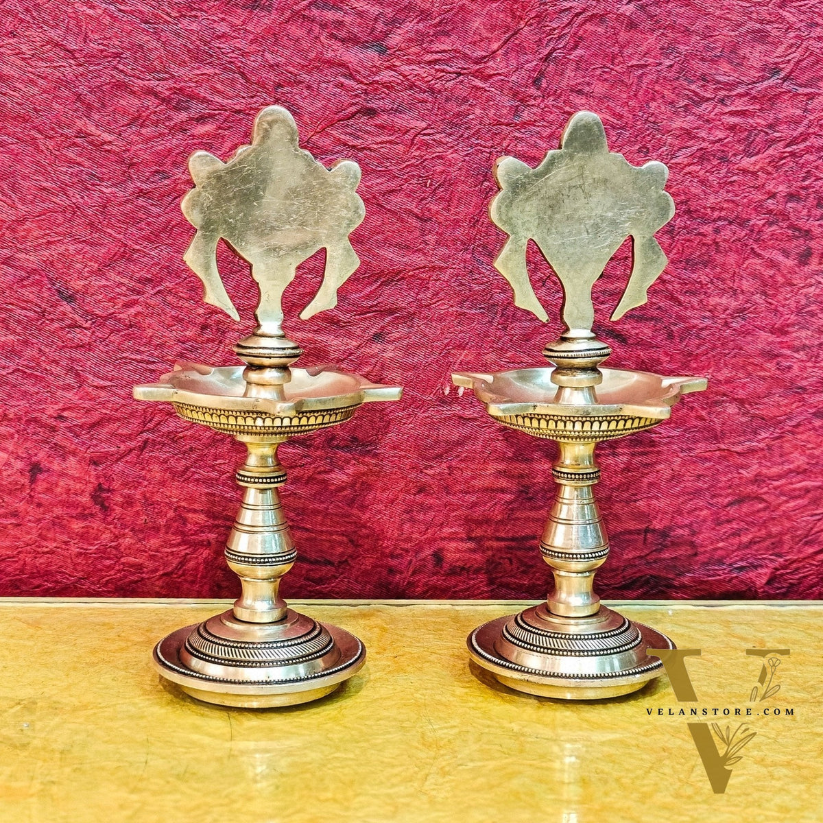 Brass Shanku Chakra Diyas 9"