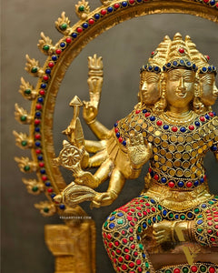 Brass Shanmukha Kartikeya Kumaraswamy Statue 18"
