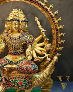 Brass Shanmukha Kartikeya Kumaraswamy Statue 18"