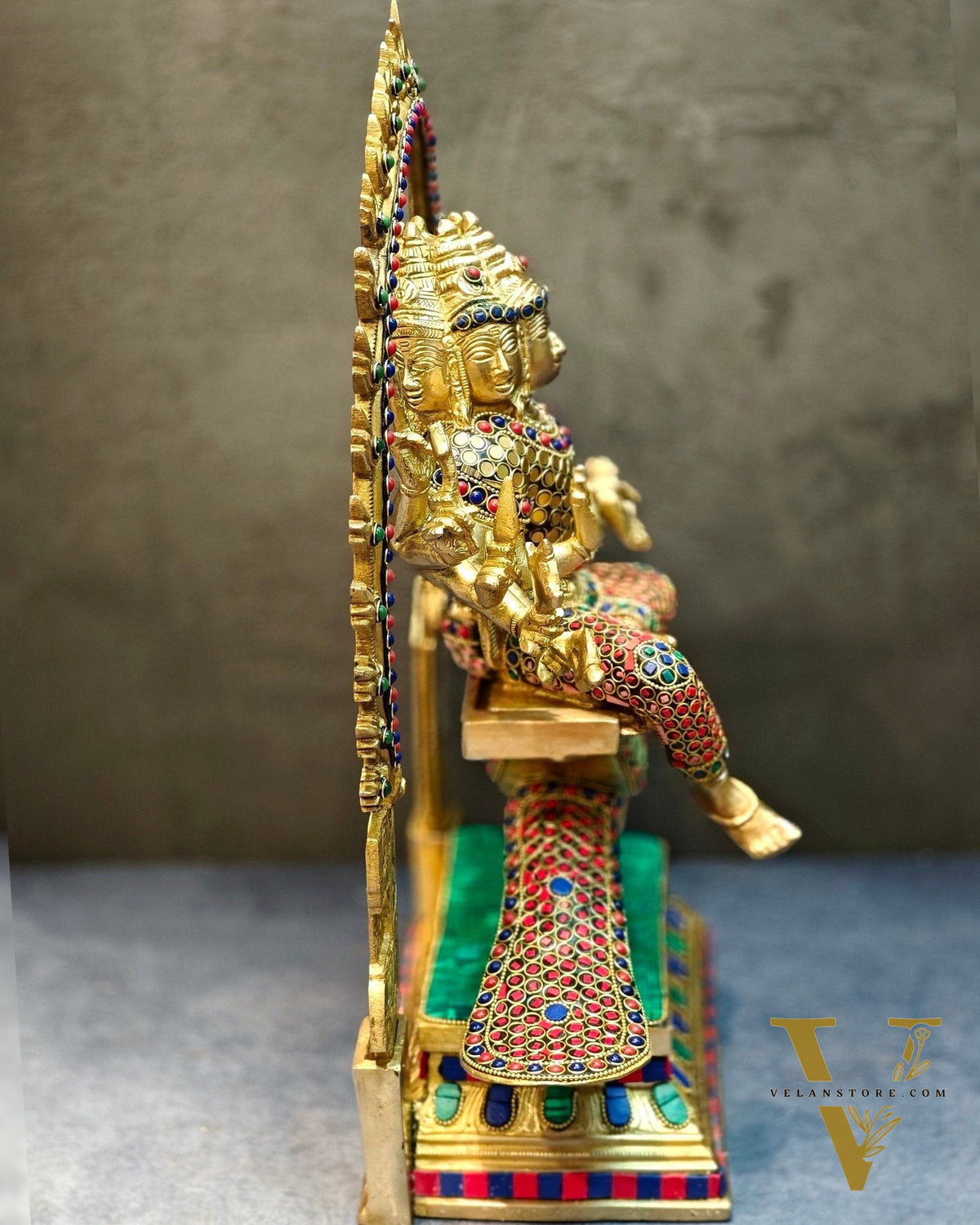 Brass Shanmukha Kartikeya Kumaraswamy Statue 18"
