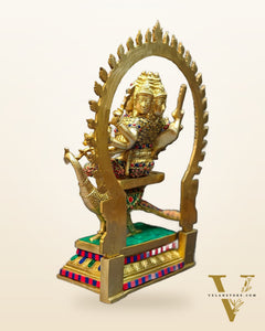 Brass Shanmukha Kartikeya Kumaraswamy Statue 18"