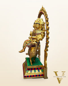 Brass Shanmukha Kartikeya Kumaraswamy Statue 18"