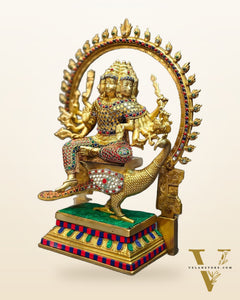 Brass Shanmukha Kartikeya Kumaraswamy Statue 18"