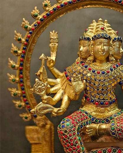 Brass Shanmukha Kartikeya Kumaraswamy Statue 18"