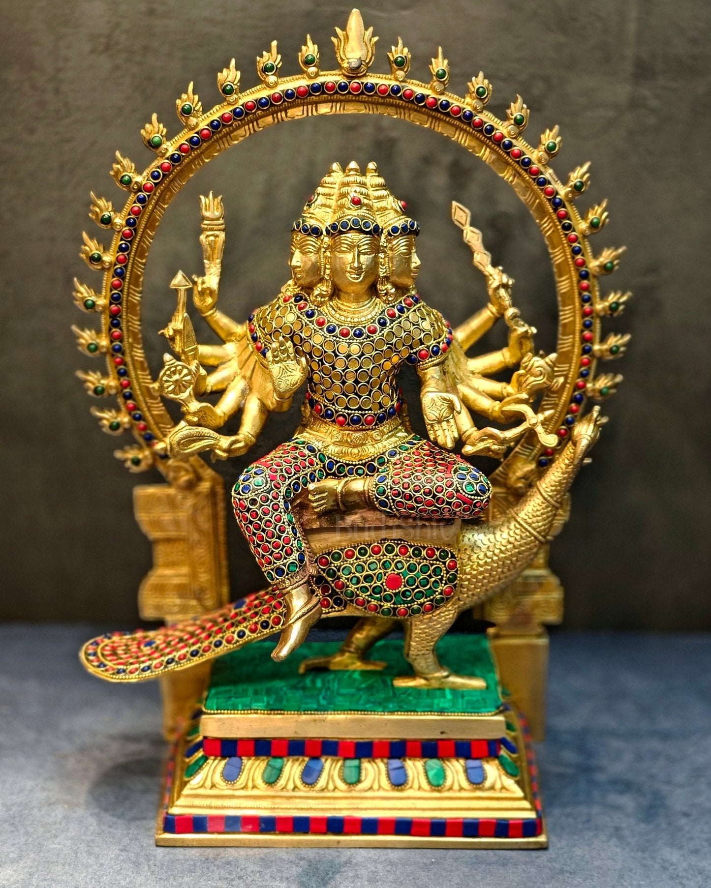 Brass Shanmukha Kartikeya Kumaraswamy Statue 18"