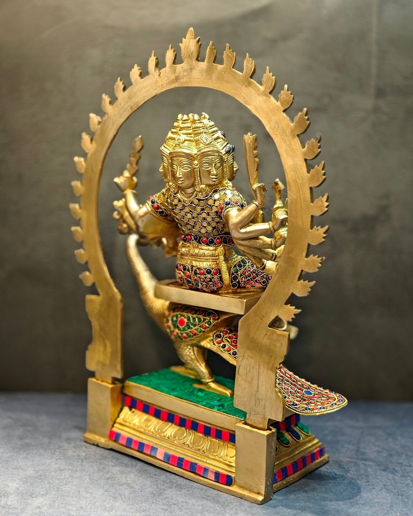 Brass Shanmukha Kartikeya Kumaraswamy Statue 18"