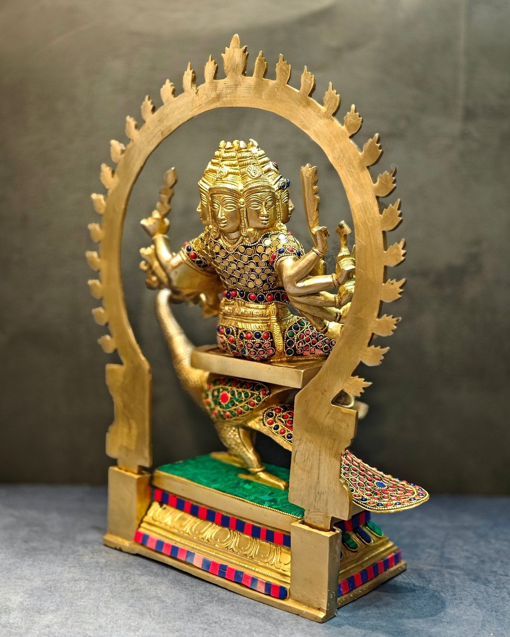 Brass Shanmukha Kartikeya Kumaraswamy Statue 18"
