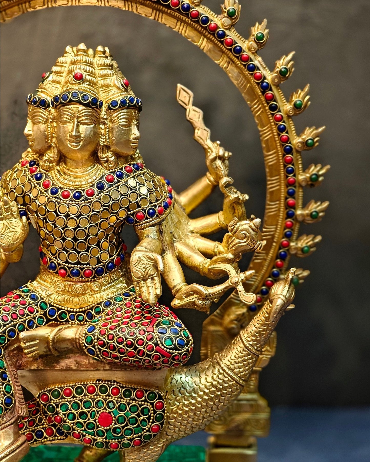 Brass Shanmukha Kartikeya Kumaraswamy Statue 18"