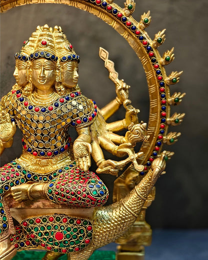 Brass Shanmukha Kartikeya Kumaraswamy Statue 18"