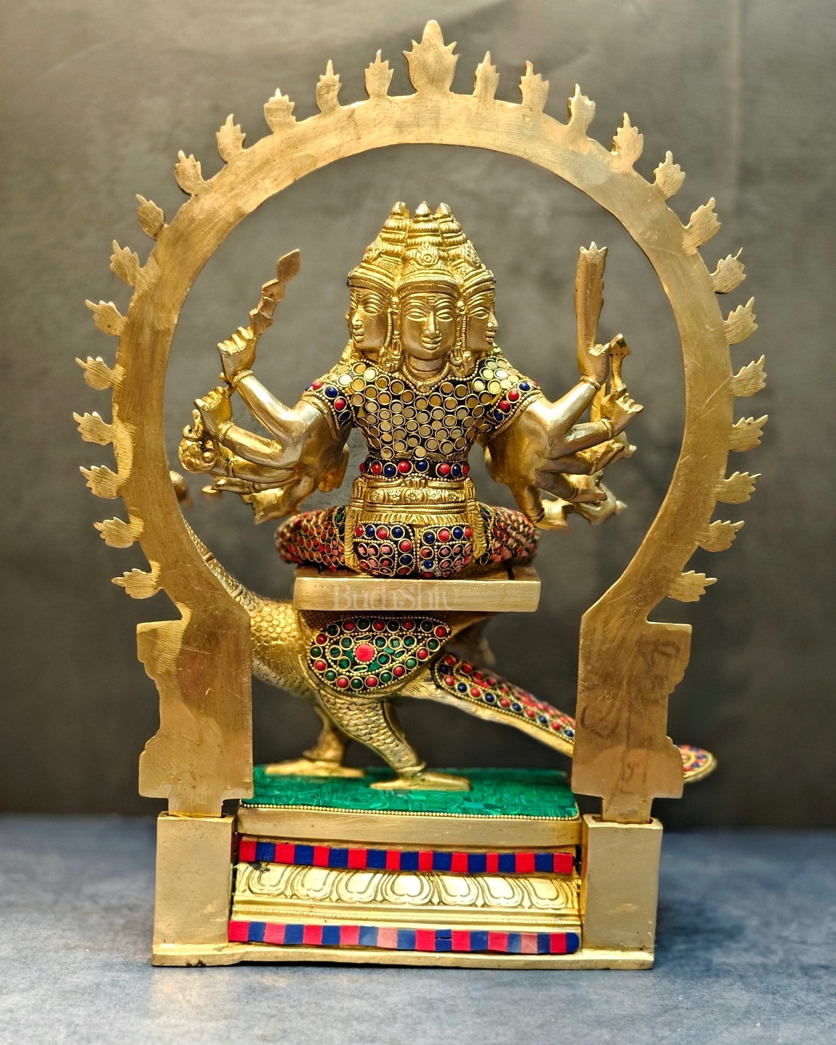 Brass Shanmukha Kartikeya Kumaraswamy Statue 18"