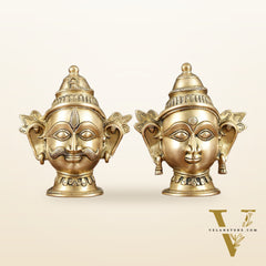 Brass Shiv Gauri Mukhlingam Head Idols – 7" Height, Pair