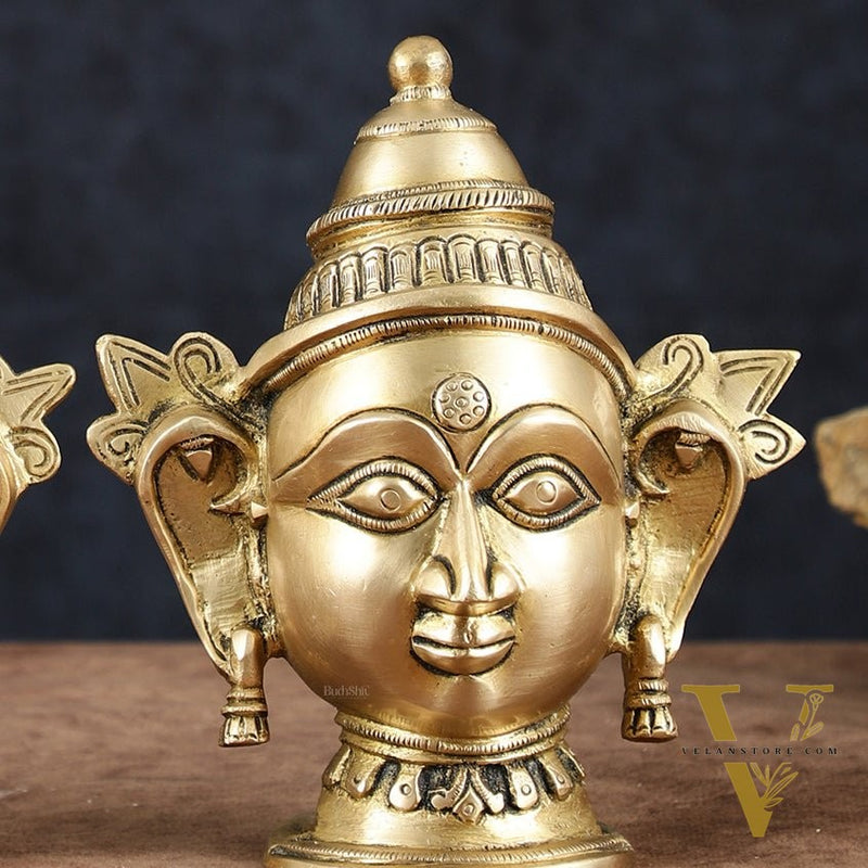 Brass Shiv Gauri Mukhlingam Head Idols – 7" Height, Pair