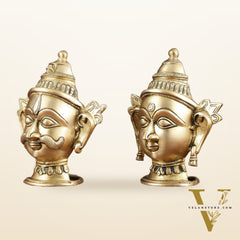 Brass Shiv Gauri Mukhlingam Head Idols – 7" Height, Pair