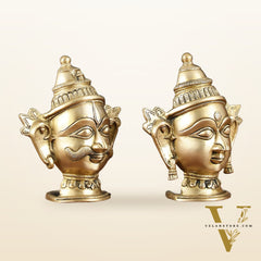 Brass Shiv Gauri Mukhlingam Head Idols – 7" Height, Pair