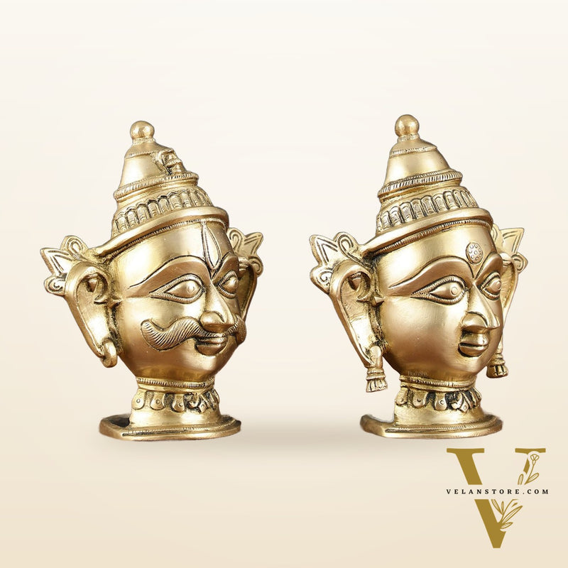 Brass Shiv Gauri Mukhlingam Head Idols – 7" Height, Pair