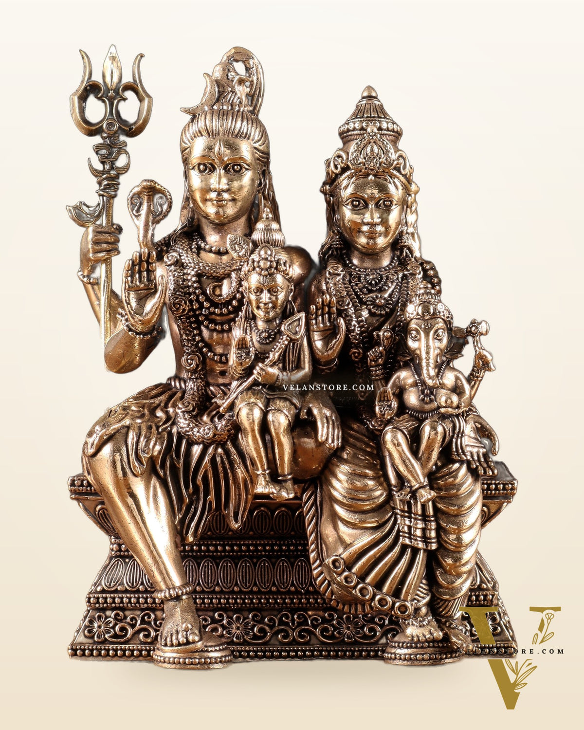Brass Shiv Parivar Idol – 6" Superfine Carving