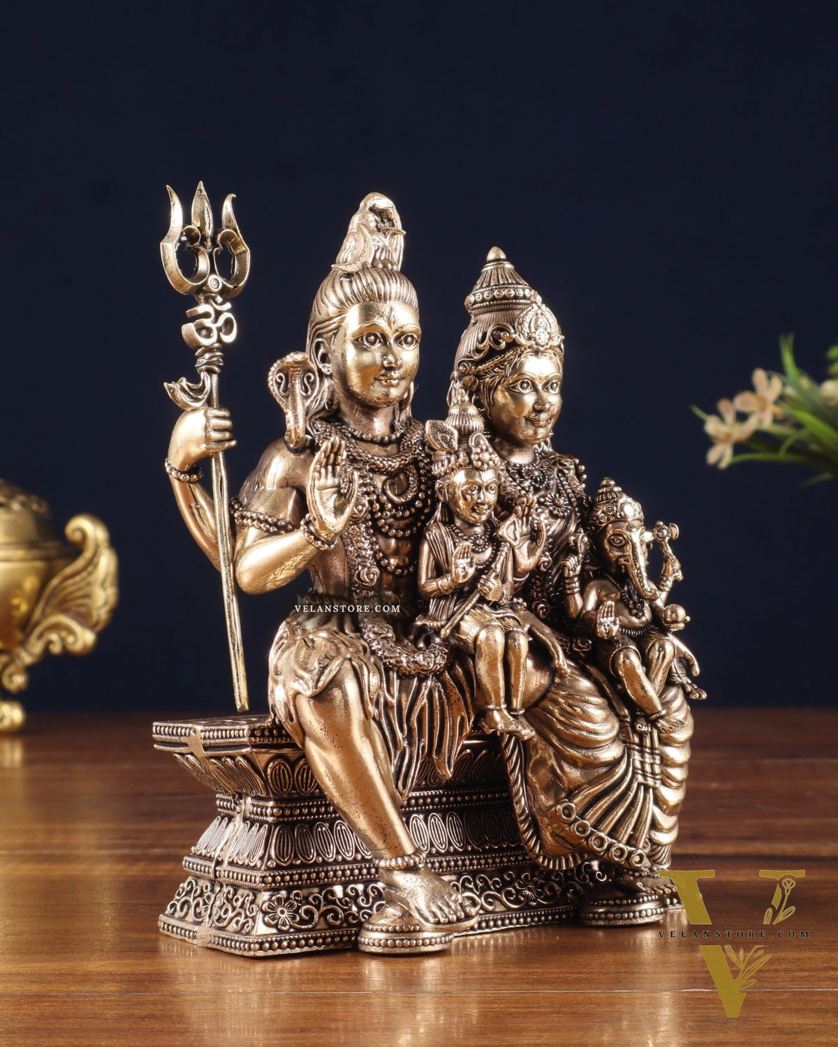 Brass Shiv Parivar Idol – 6" Superfine Carving