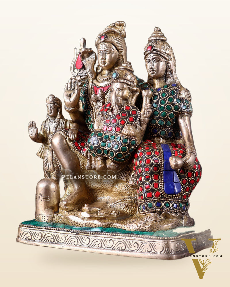 Brass Shiv Parivar idol | 8" Height