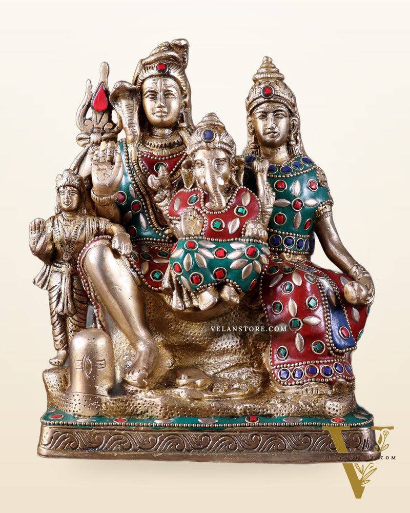 Brass Shiv Parivar idol | 8" Height