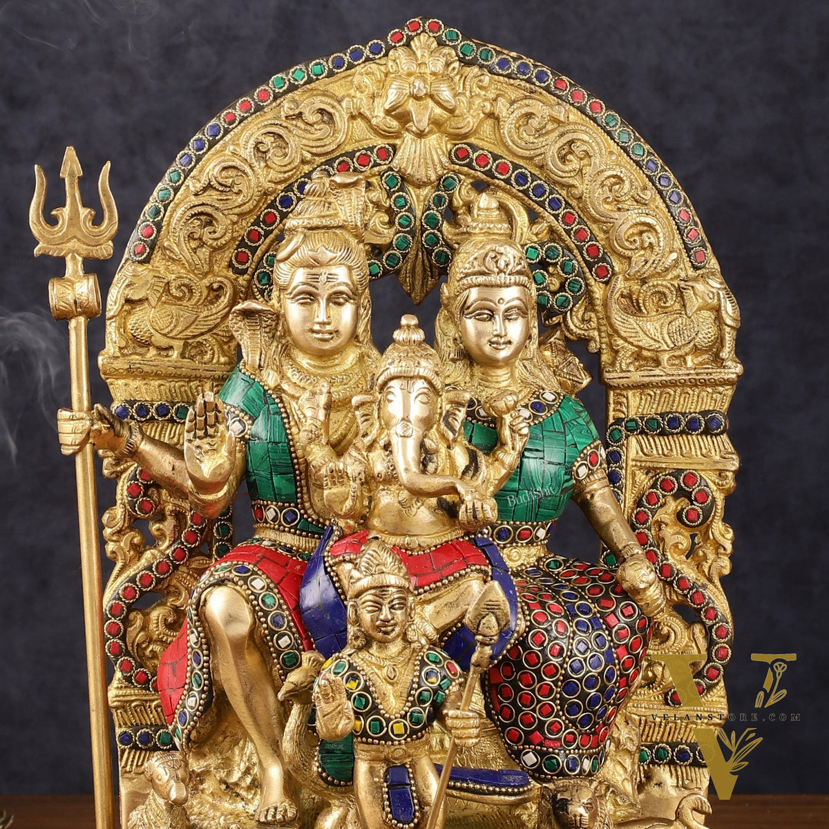 Brass Shiv Parivar Idol - Complete Divine Harmony - 12" Height
