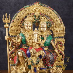 Brass Shiv Parivar Idol - Complete Divine Harmony - 12" Height