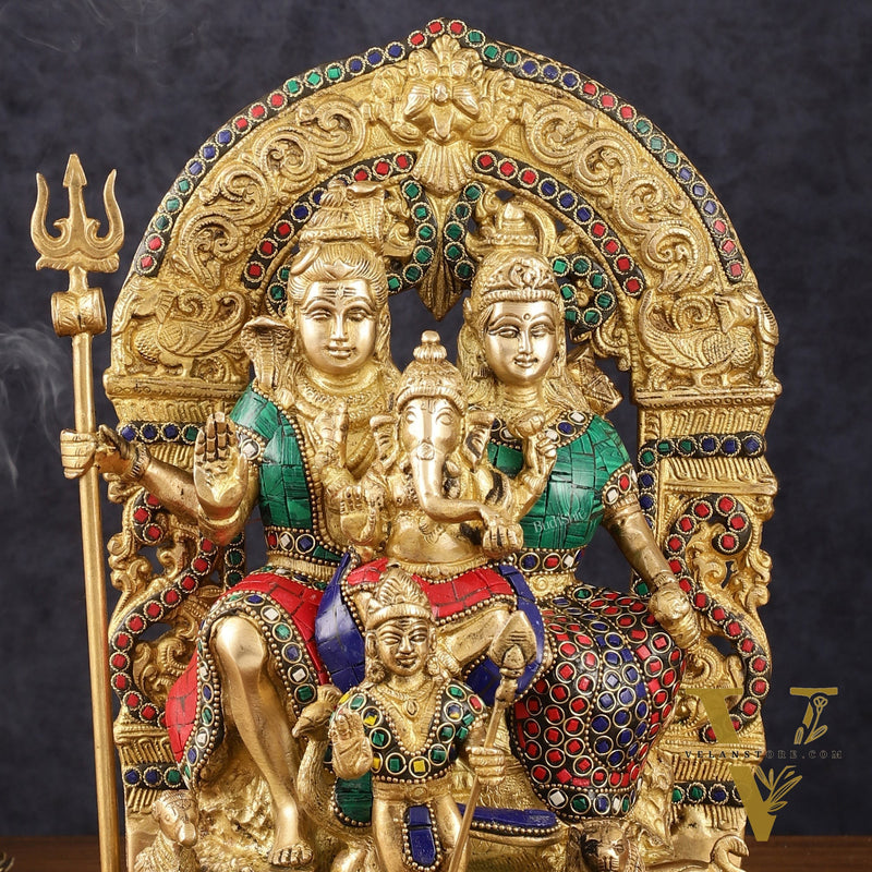 Brass Shiv Parivar Idol - Complete Divine Harmony - 12" Height