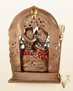 Brass Shiv Parivar Idol with stonework 12"