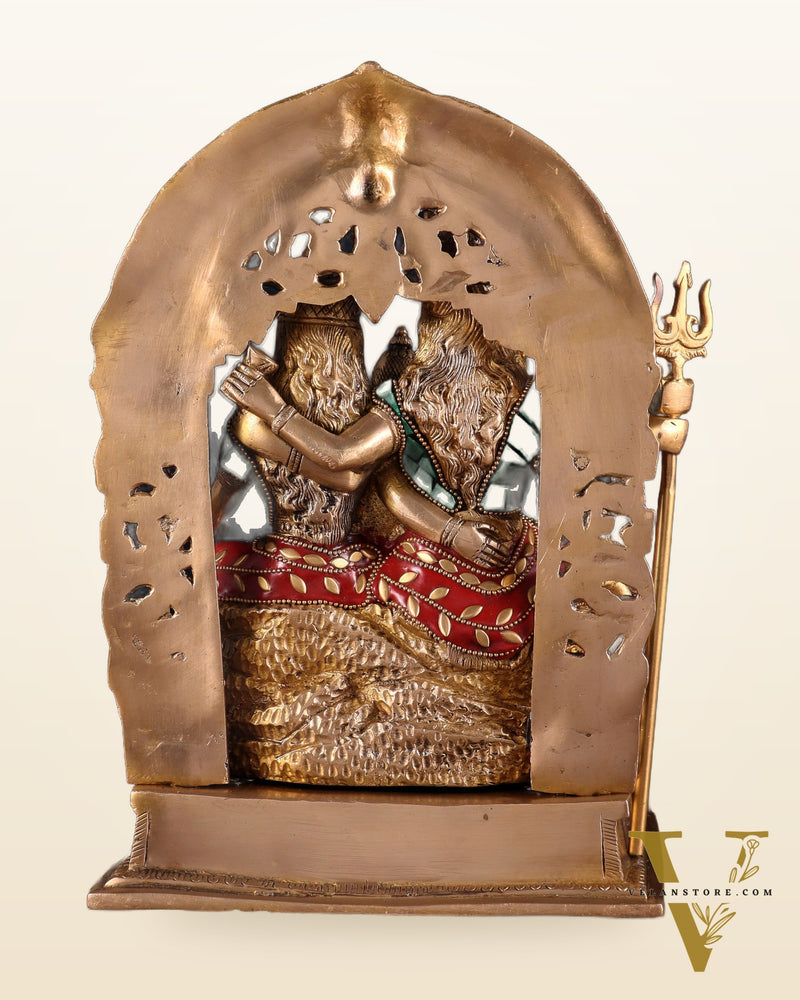 Brass Shiv Parivar Idol with stonework 12"