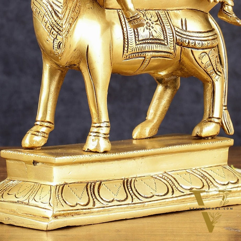 Brass Shiv Parvati seated on nandi Pradosh Nayagar with Prabhavali idol | 13 inch
